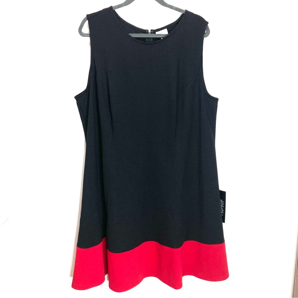 Avenue Dress Sz 20 Black Red Sleeveless Polyester Blend Swing Party Summer NWT
